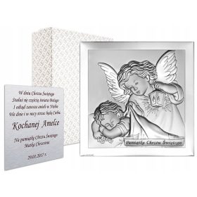   Emlékkép - Angyal ezüst kép a kereszteléshez, gravírozással 24 órás!