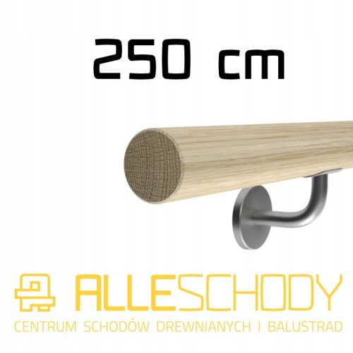 Fa fali korlát, átmérő 42, 270 cm, tölgy lakkozott