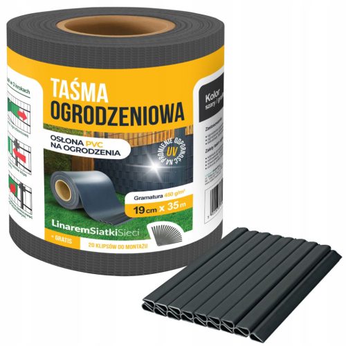  Linarem SiatkiSieci kerítésszalag 19 cm x 35 m antracit
