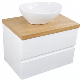    FÜRDŐSZOBAI SZEKRÉNY FA ASZTALlappal! 60cm | FEHÉR FÉNYES LAKK