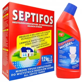    SEPTIFOS 1,2kg + WC Gel 750 New Formula SZÜTŐTARTÁLY ELŐKÉSZÍTÉS
