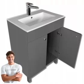    Fürdőszoba szekrény mosdóval Paplinskimoebel 40x60x82cm szürke