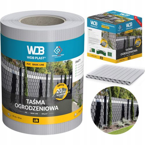 Wdb műanyag kerítésszalag 62.050.7040 szürke 19 cm x 35 m