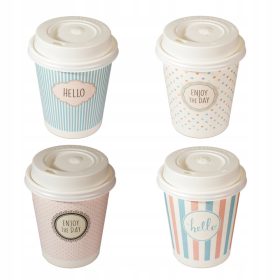   Eldobható étkészlet - KÁVÉS PAPÍR CSÖGRÁK 250ML MÚLT + FEDŐK 50 DB (+ termékdíj)