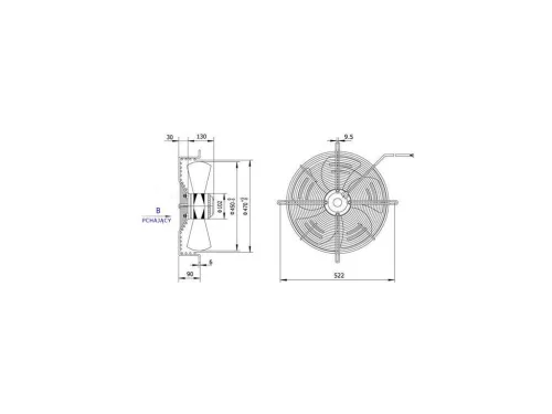Ipari axiálventilátor 450 mm YWF4E-450B KIARUSITAS