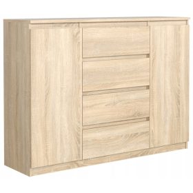   Fiókos szekrény gyerekszobába - Játékláda 120,4 cm 4 fiók 2 ajtó Sonoma tölgy