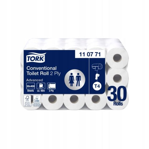 Vécé papír - TORK 110771 - WC -papír egy 2W -os hengeres görgőkben