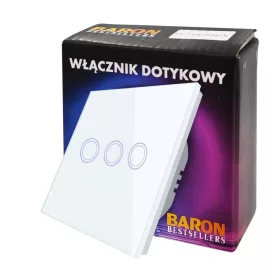   Háromérintéses kapcsoló, süllyesztett BarON fehér 3GWHITE