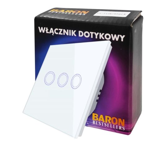 Háromérintéses kapcsoló, süllyesztett BarON fehér 3GWHITE