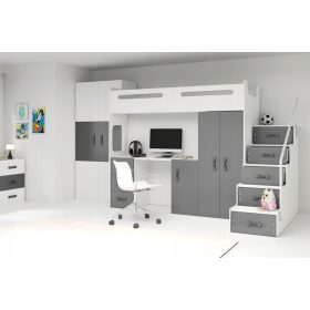 Emeletes ágy + Ruhásszekrény Max 4 200x80 íróasztallal