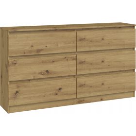 Nagy szekrény Malwa M6 140cm 6 fiók tölgy kézműves