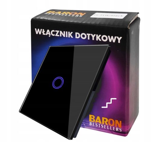 Egyérintéses kapcsoló, süllyesztett BarON fekete SK-A801-02-EU-Black