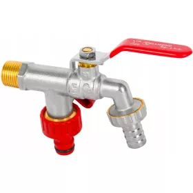   Gyémánt golyóscsap 1/2'' csaptelep két 3/4-es kimenet 1/2x3/4x3/4 tömlőhöz