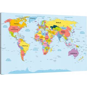 Falfestészet - Képes világtérkép lengyel nyelven 120X80