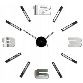 Óra - Newthetime-pl falióra, fekete, ezüst, 90 cm