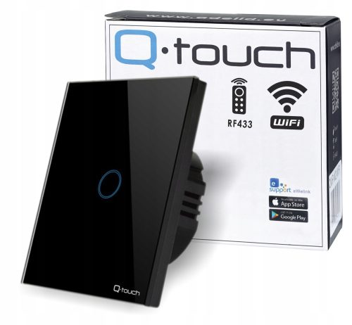 Egyérintéses kapcsoló, Classic, Süllyesztett, Távirányítós Qtouch fehér QWP.W1.WIFI-TOUCH QUADRA GLASS KAPCSOLÓ