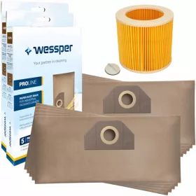    ProLine papír porszívózsák 10 db + Kärcher porszívó szűrő KARCHER MV2 MV3 WD2 WD3 SE4001-hez