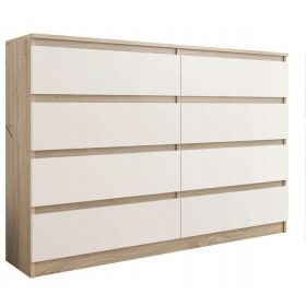   Fiókos szekrény gyerekszobába - Nagy szekrény 140 szekrény 8 fiók sonoma keverék fényes