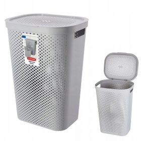    Curver 60l szabadon álló szennyeskosár, fehér, szürke és ezüst árnyalatokkal