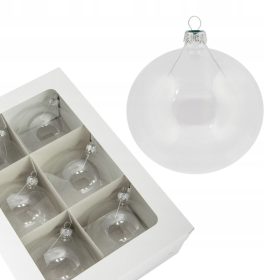   Karácsonyi díszek - Üvegbőrök színtelen átlátszó golyók 10 cm.