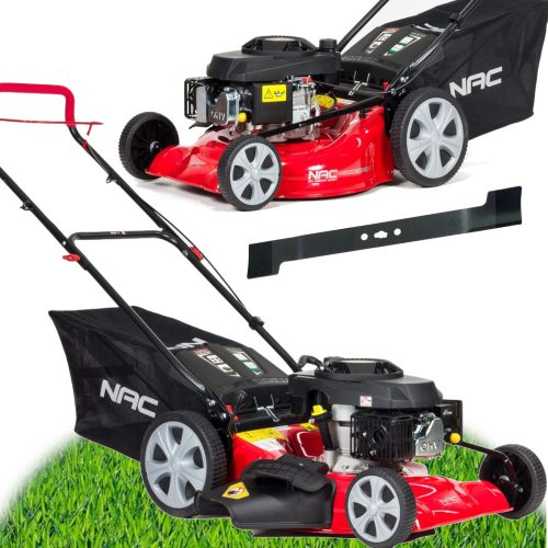  Benzines fűnyíró NAC kosárral, 146 cm³ kapacitással. kosár 60 l, vágási szélesség 46 cm