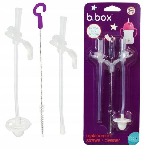 Bögre, üveg csecsemőnek - B.BOX csereszívószálak, üvegcsövek, csésze, 2 db