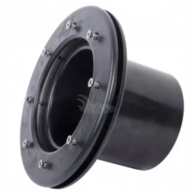    A cső szoros csatlakozása a fóliával egy 40 mm-es tóban