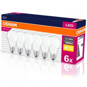 Set 6x LED izzó E27 9W = 60W A60 806LM OSRAM