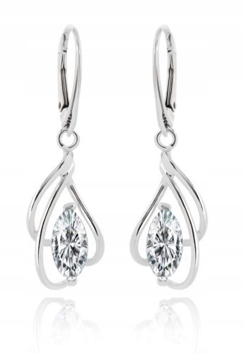  Silver Art 440A ezüst függő fülbevaló 4,1 cm-es cirkóniákkal