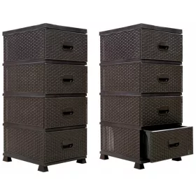   Fiókád mellkas K2193 Bronz Rattan könyvespolc fürdőszobához