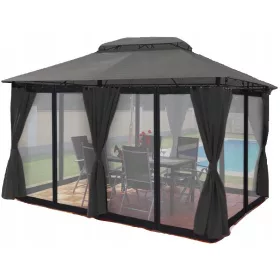   Kerti pavilon, sátrak - LED kerti sátor pavilon 3x4 szúnyogháló falai