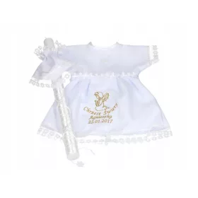   Keresztelő gyertya - Keresztelés Robe és keresztség név+keresztség dátum hímzés