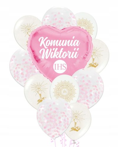  Rózsaszín COMUNION + NAME személyes lufikészlet