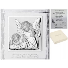   Emlékkép - Ezüst kép angyal gárda keresztség emléktárgy gravírozás