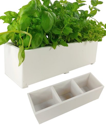  Fehér virágcserép 40x14x12 cm, Herbs felirattal