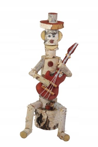  Fa figura a nyírfa kertbe, 55 cm, GITÁROS