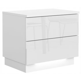 Kellőágyas ágyak, fehér fényes 2 fiókok + LED