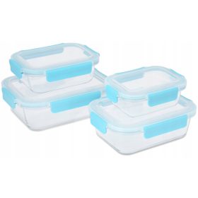   Élelmiszertartó - ÜVEG EBÉDDOBOZOK ÉTELHEZ 4 SZERES KÉSZLET