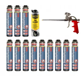 12× Soudal szerelőhab 870 ml + 2 egyéb termék