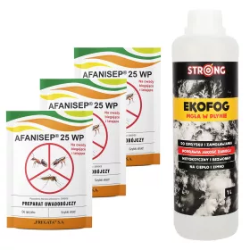    Folyadék kullancsok, szúnyogok ellen Erős 1,2 kg + 3× Por szúnyogok, hangyák, legyek, bolhák, poloskák, ezüsthal ellen Afanisep 0,025 kg 25 ml