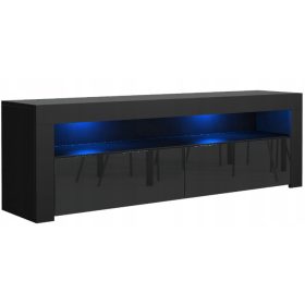   Fiókád mellkas Fekete asztal RTV 130 cm fekete ragyogás+ LED