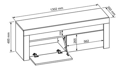 Fiókád mellkas Fekete asztal RTV 130 cm fekete ragyogás+ LED