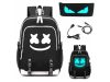  Iskolai hátizsák - DJ MARSHMELLO hátizsák+ceruza+USB FEKETE fehér pánttal KIARUSITAS
