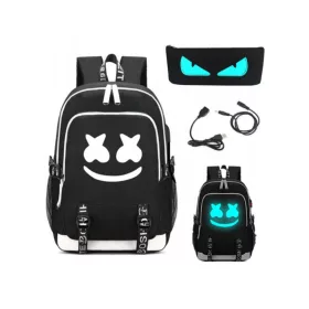    Iskolai hátizsák - DJ MARSHMELLO hátizsák+ceruza+USB FEKETE fehér pánttal KIARUSITAS