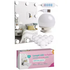   LED -es lámpák a tükörön a kötszer smink színének beállításához