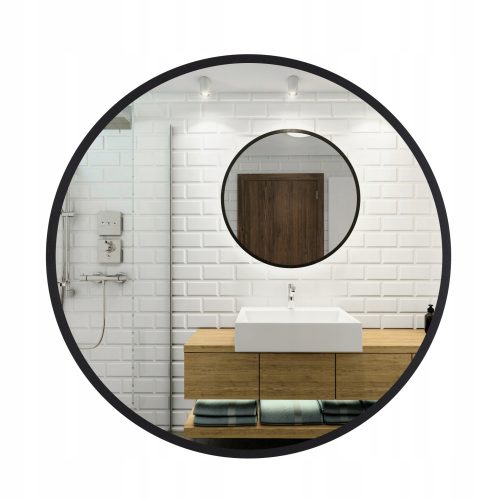 Fürdőszoba tükör - Profilmat fali tükör, kör, fém keret, 800 x 800 mm