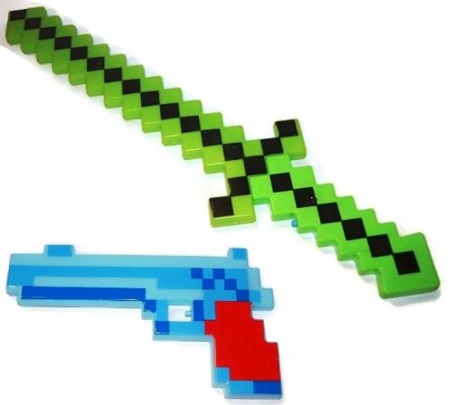 Gyermek fegyver - Minecraft kardkészlet + puska hang LED