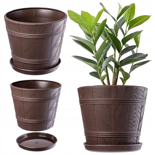  Kadax virágcserép 23,5 cm x 30 x 26 cm átmérőjű 30 cm műanyag barna és bézs árnyalatú